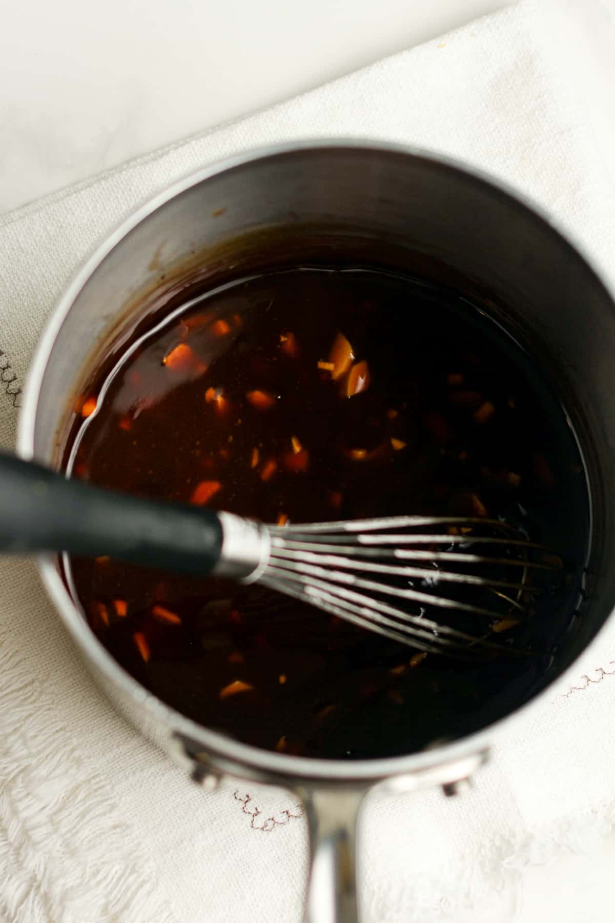 A pan of the teriyaki sauce.