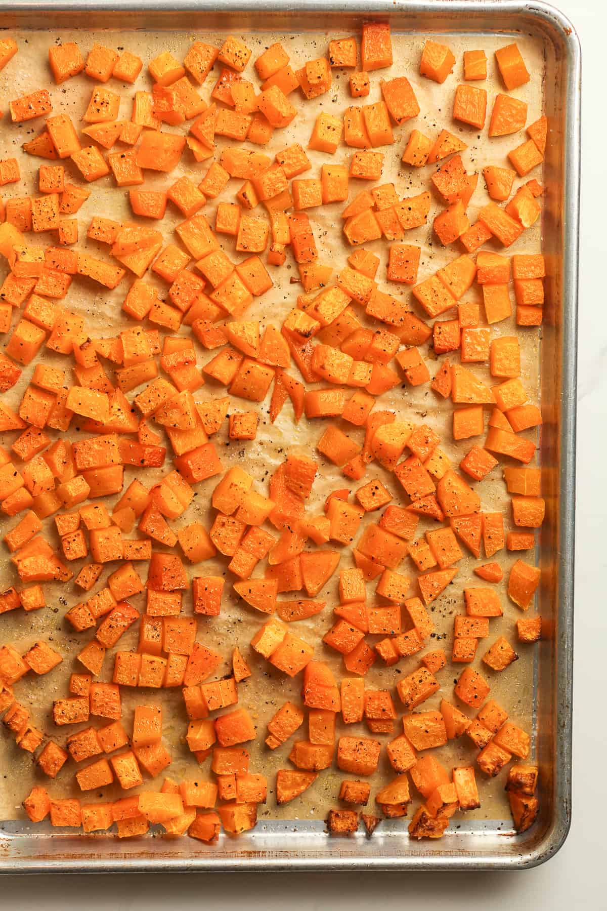 A pan of the roasted squash.