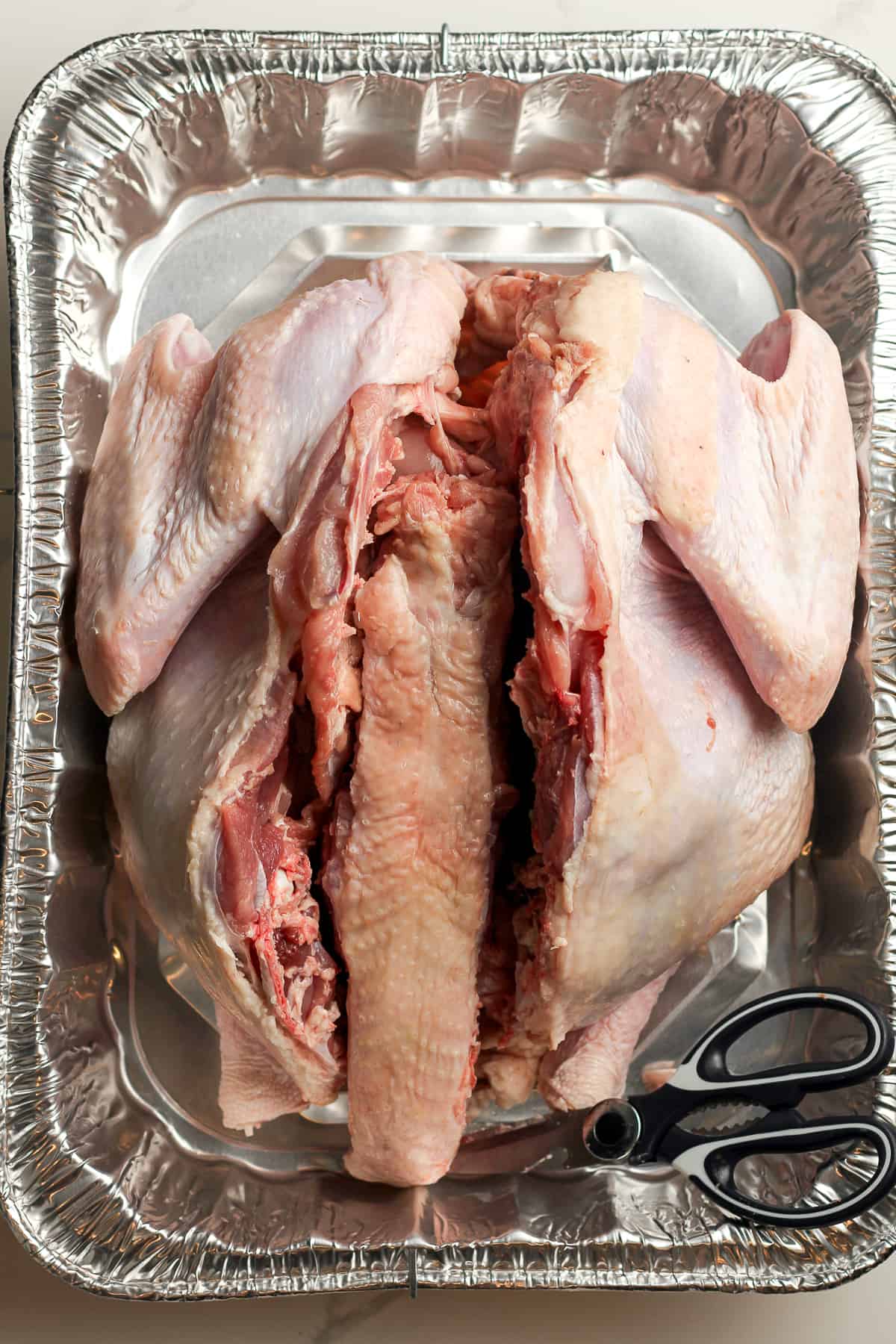 The turkey with the backbone removed.