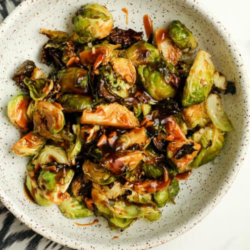 A bowl of the teriyaki Brussels.