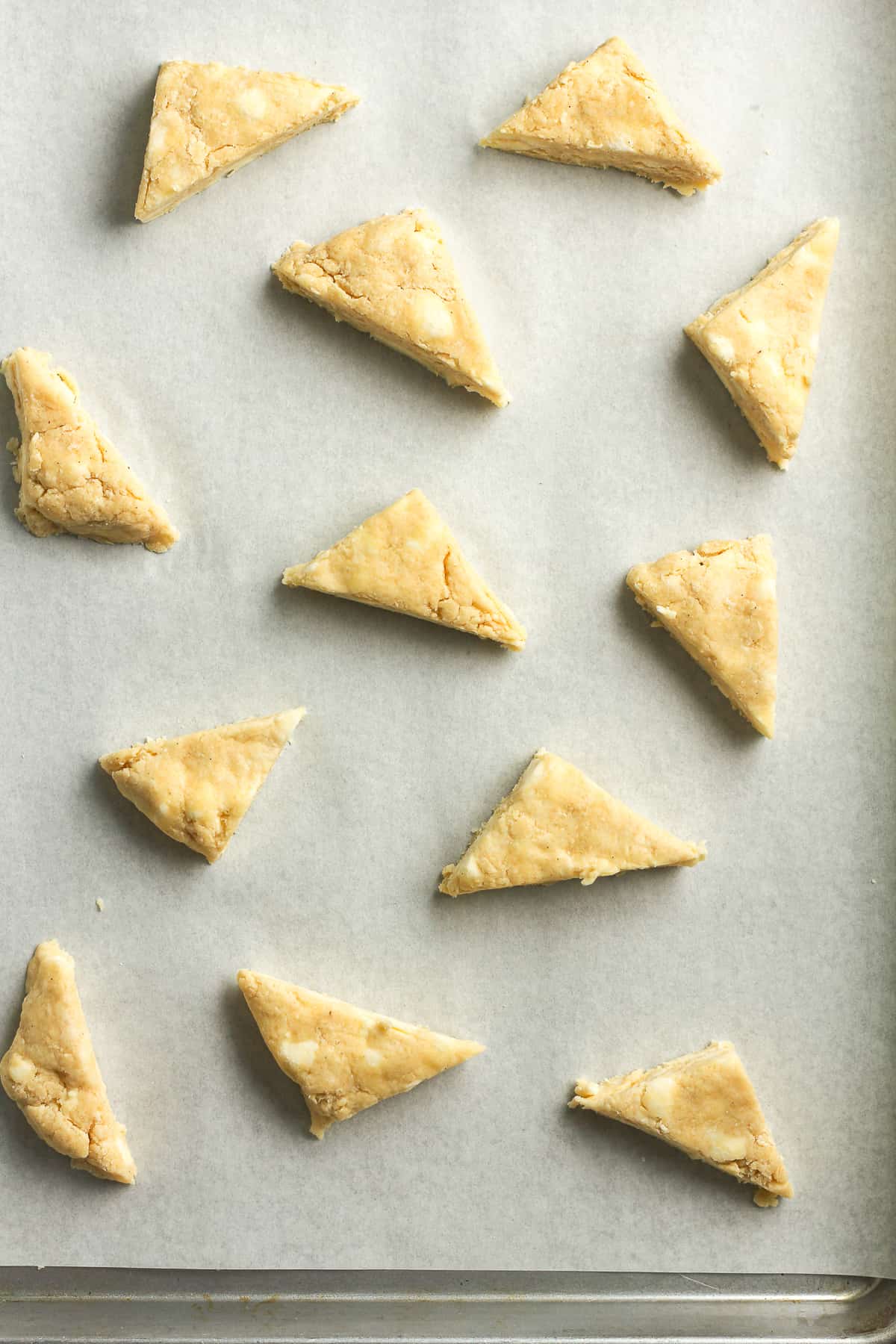 The scone triangles before baking.