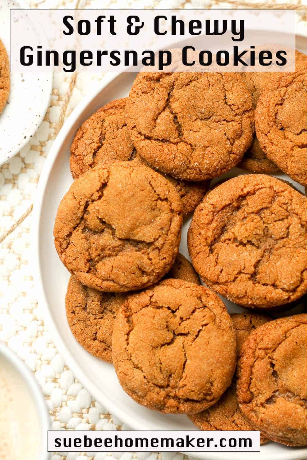 A plate of gingersnap cookies.