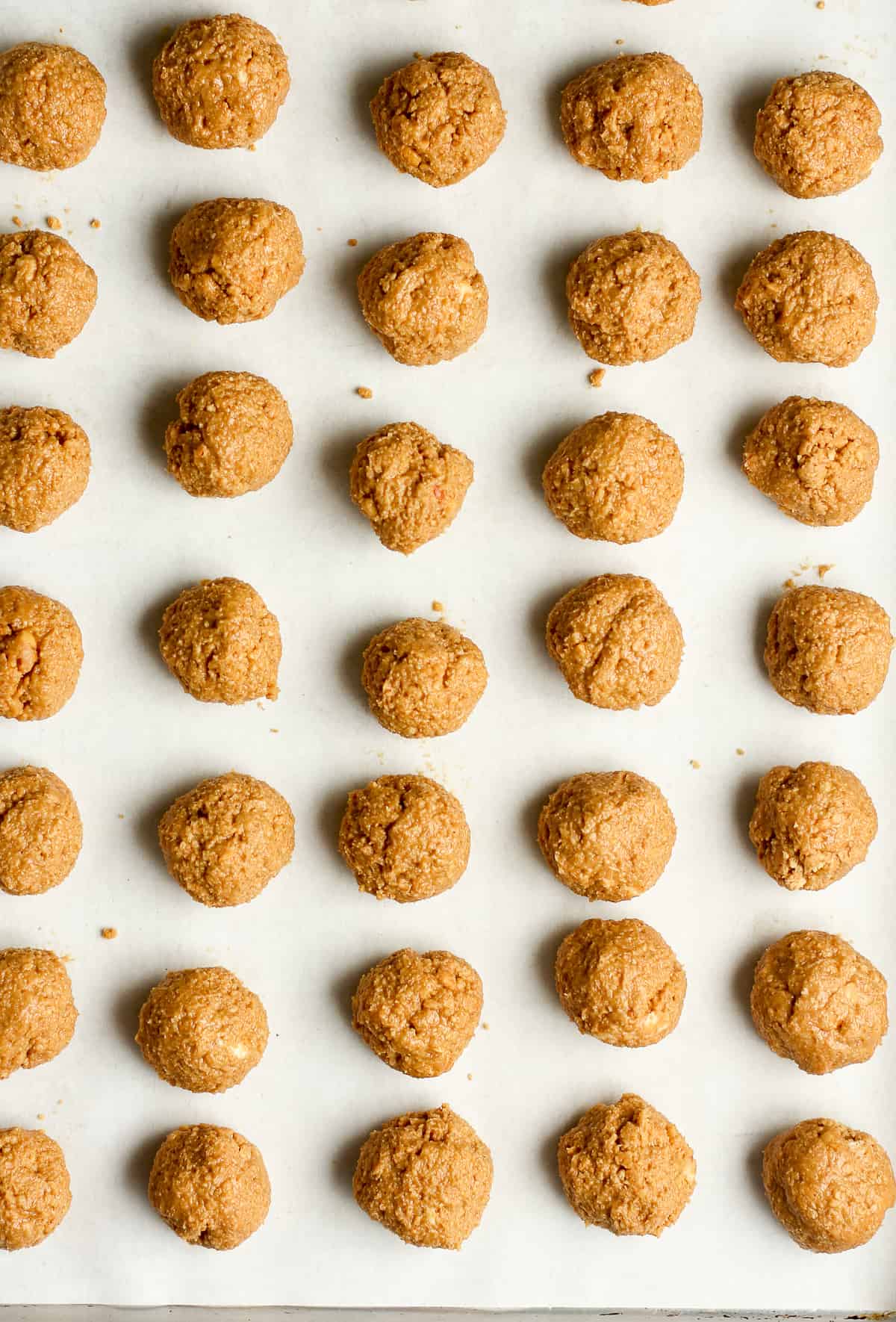 A tray of rolled peanut butter balls.