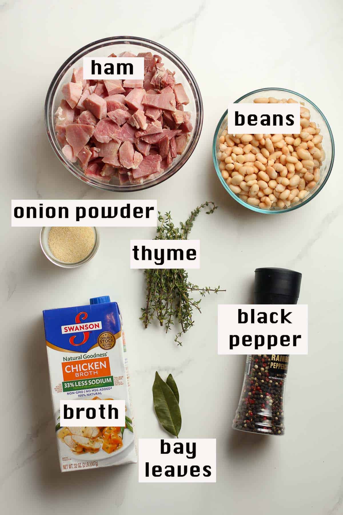 The soup ingredients.