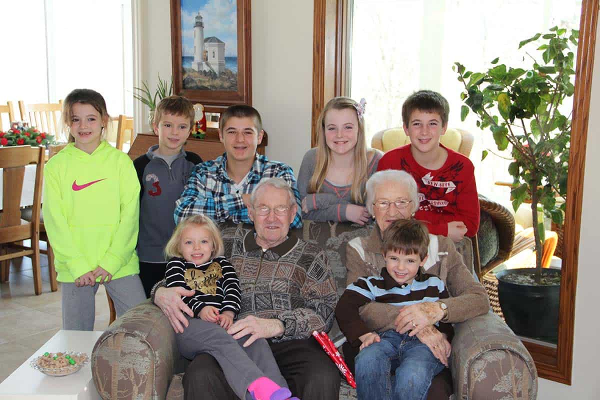 Great Grandpa and Grandma with the grandkids.