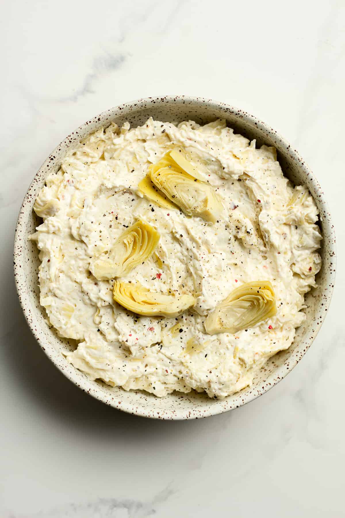 A bowl of the dip before baking.