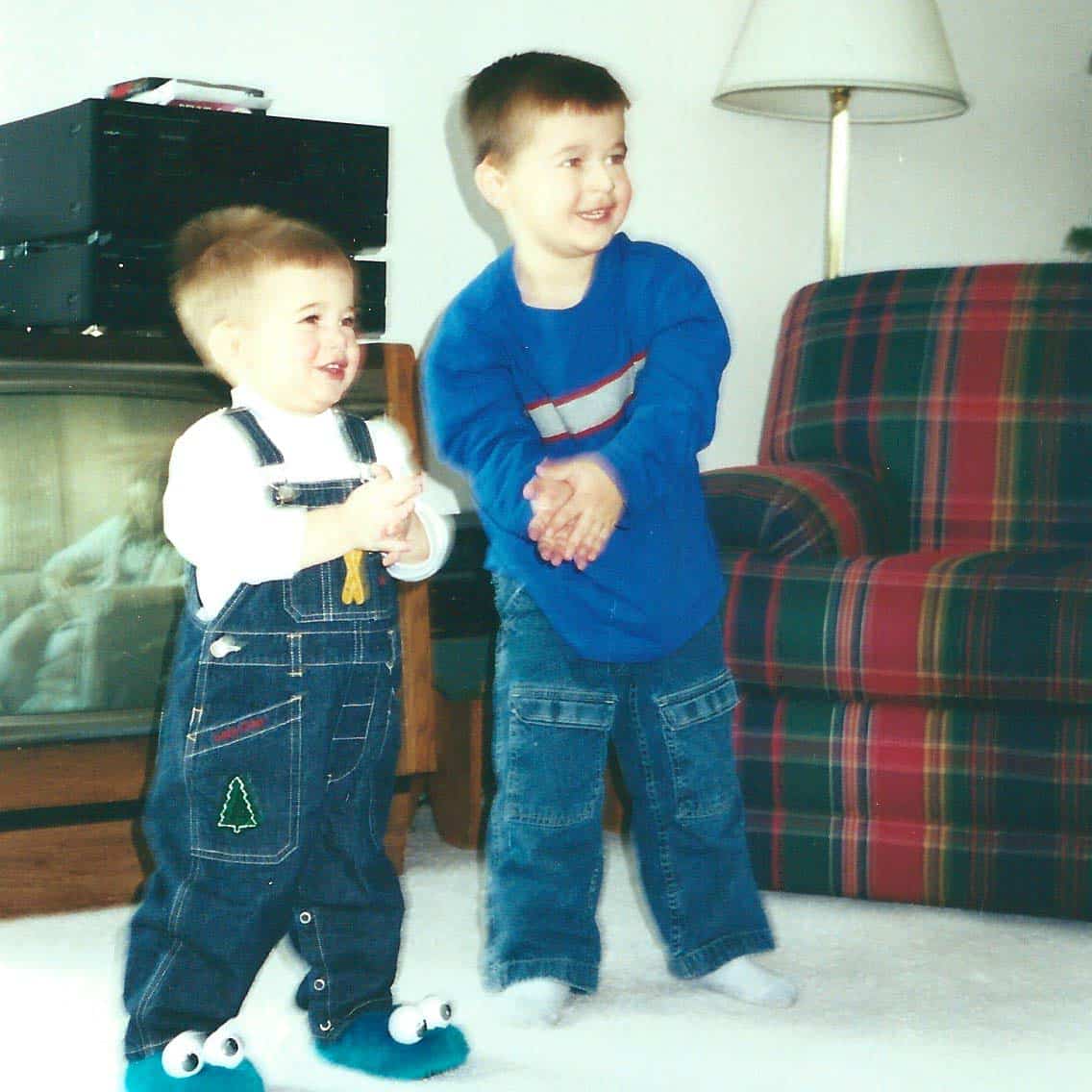 Josh and Zach singing their Christmas song.