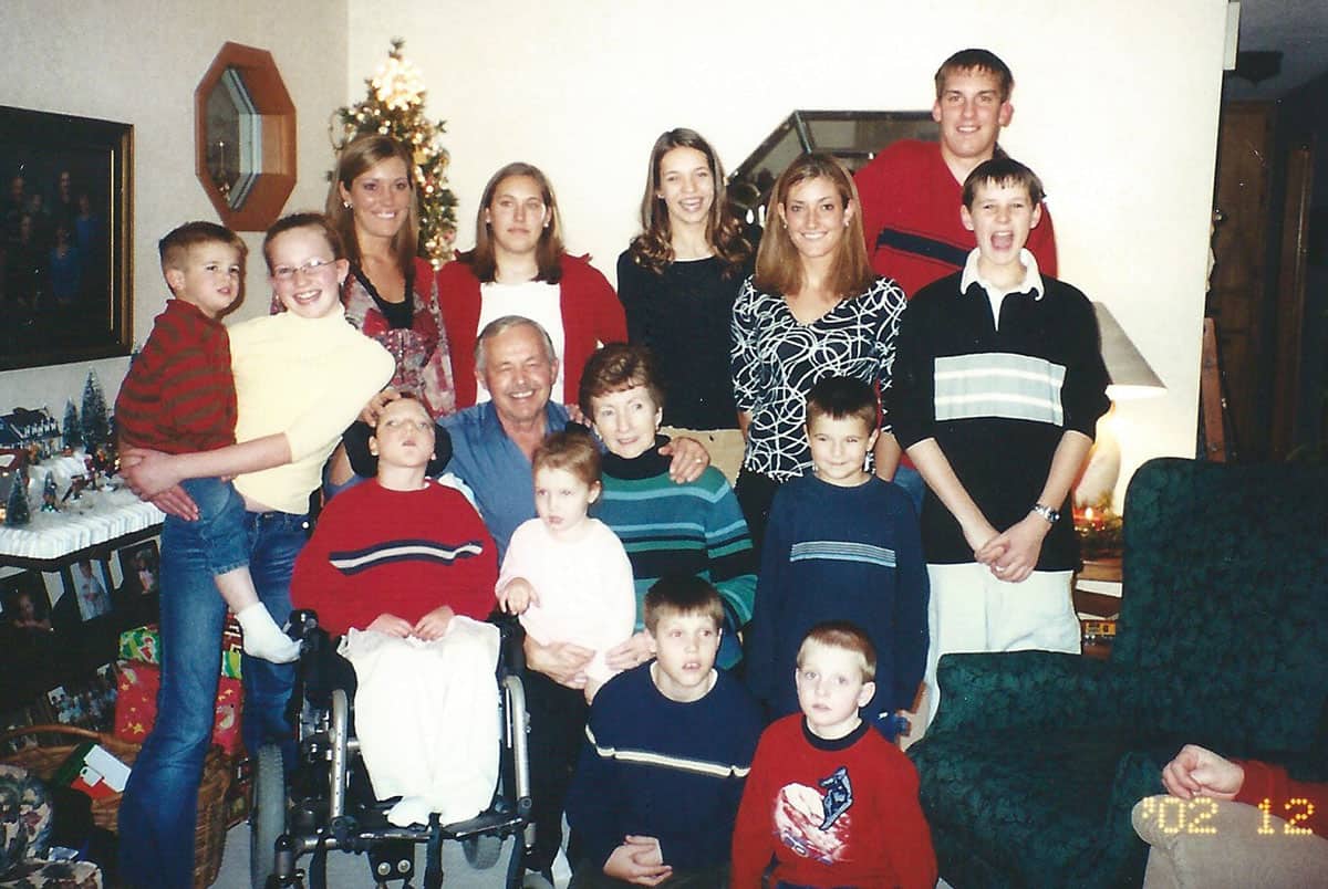 Mom and Dad with their grandkids on Christmas.