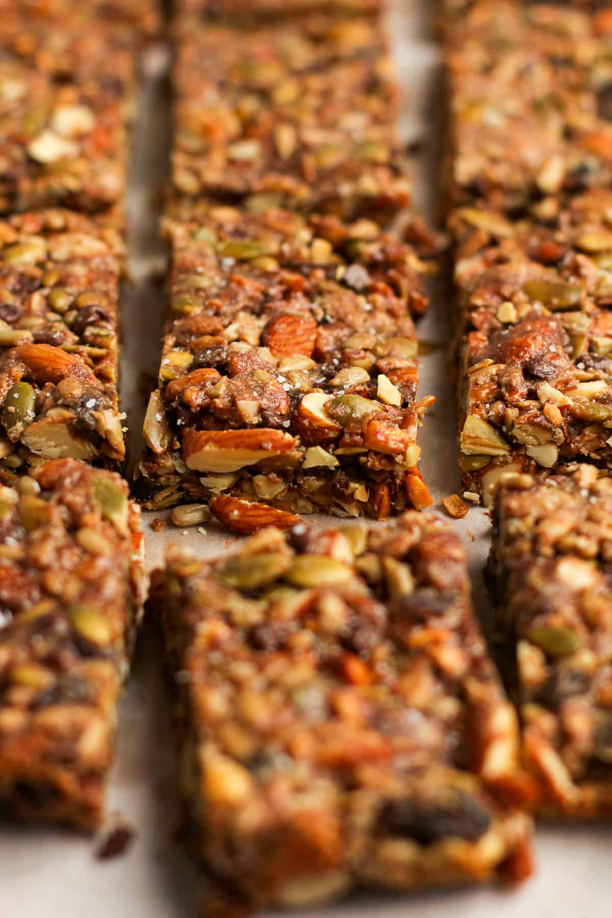 Side view of some granola bars.