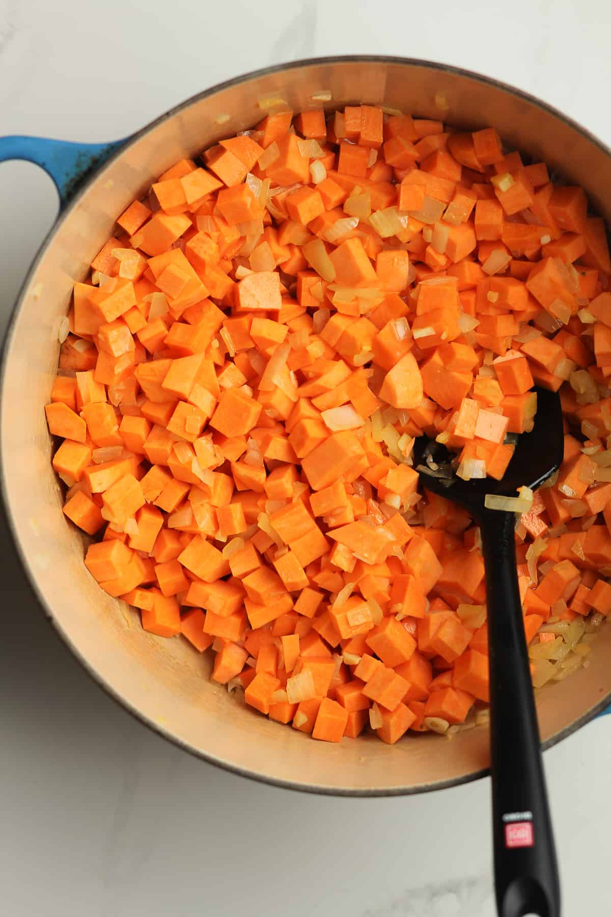 The stock pot of sweet potatoes.