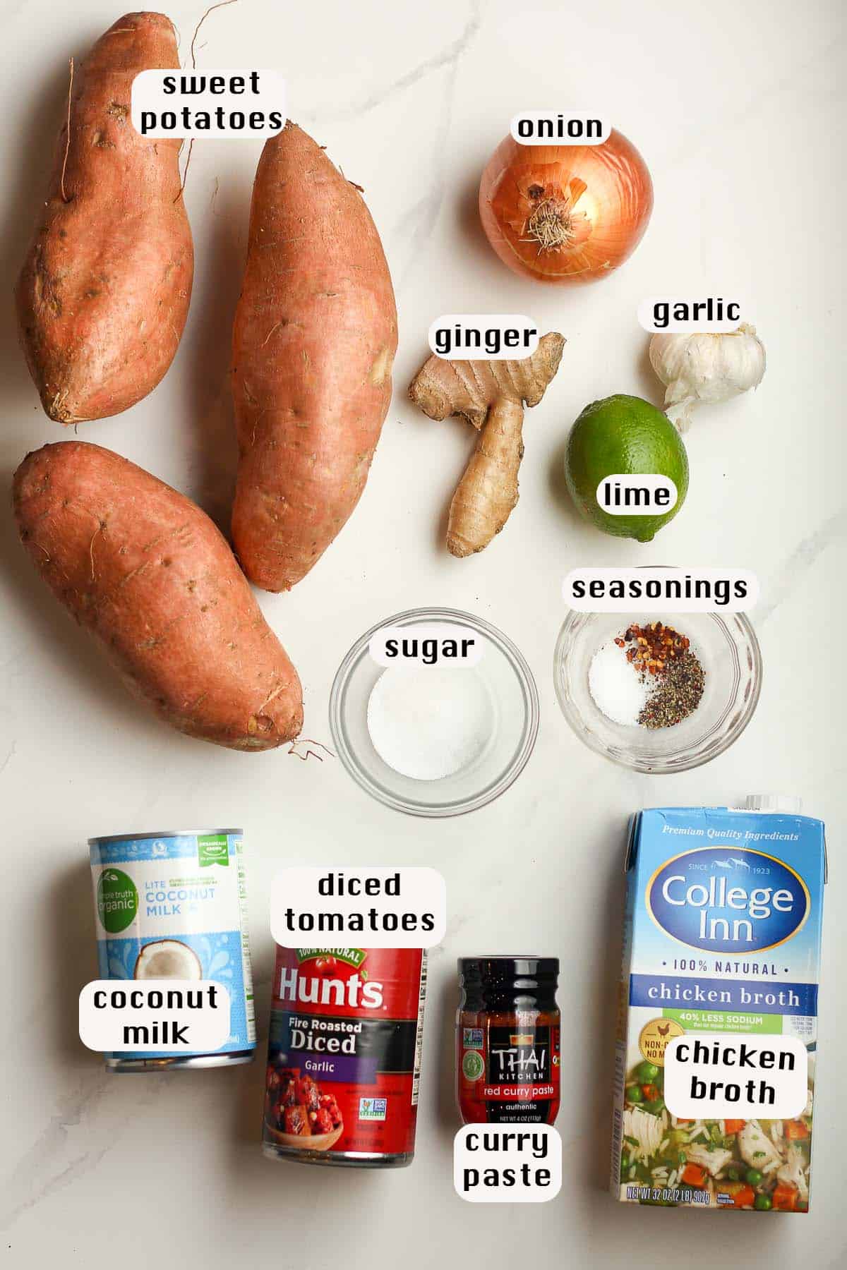 The ingredients for the soup.