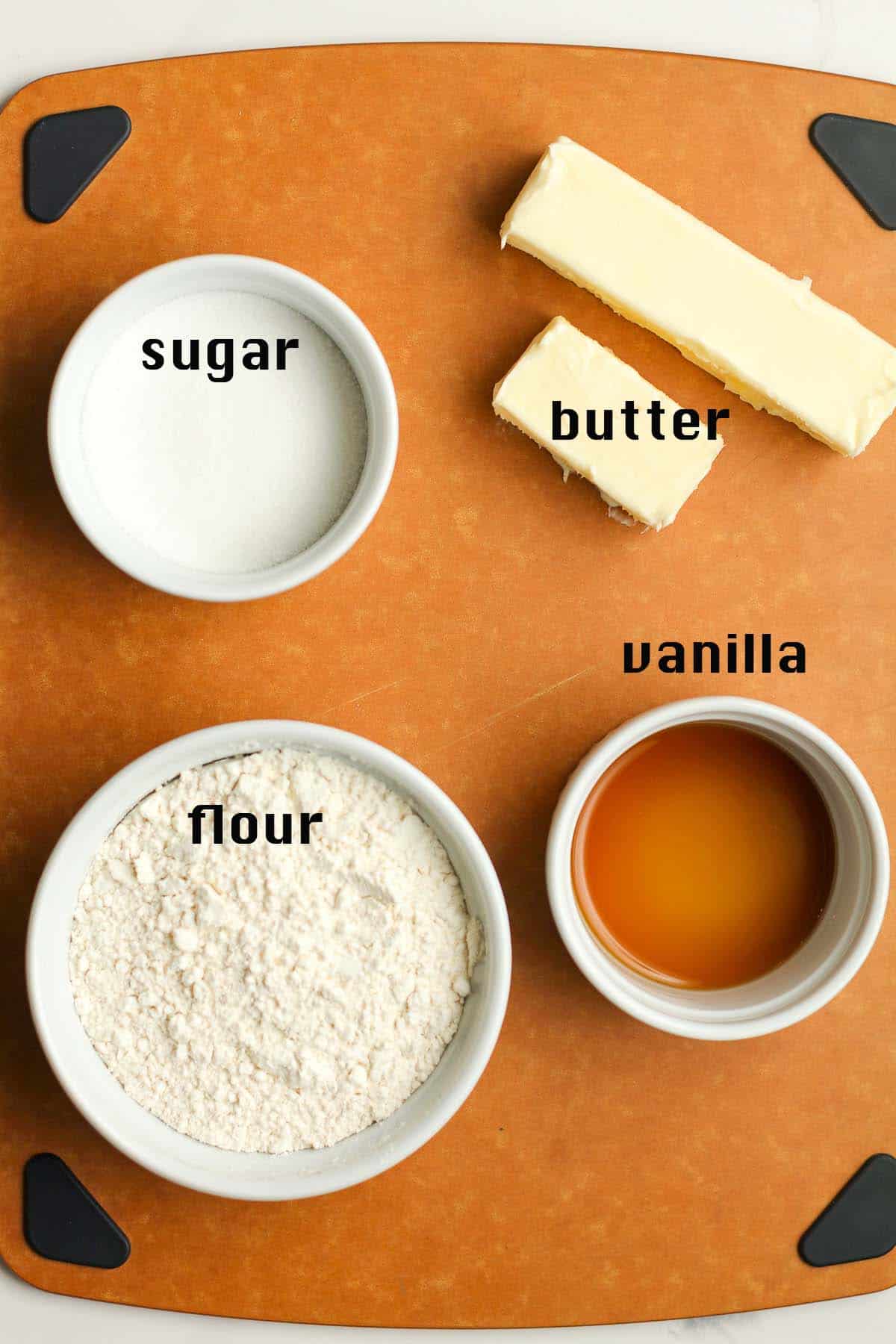 She labeled shortbread dough ingredients.