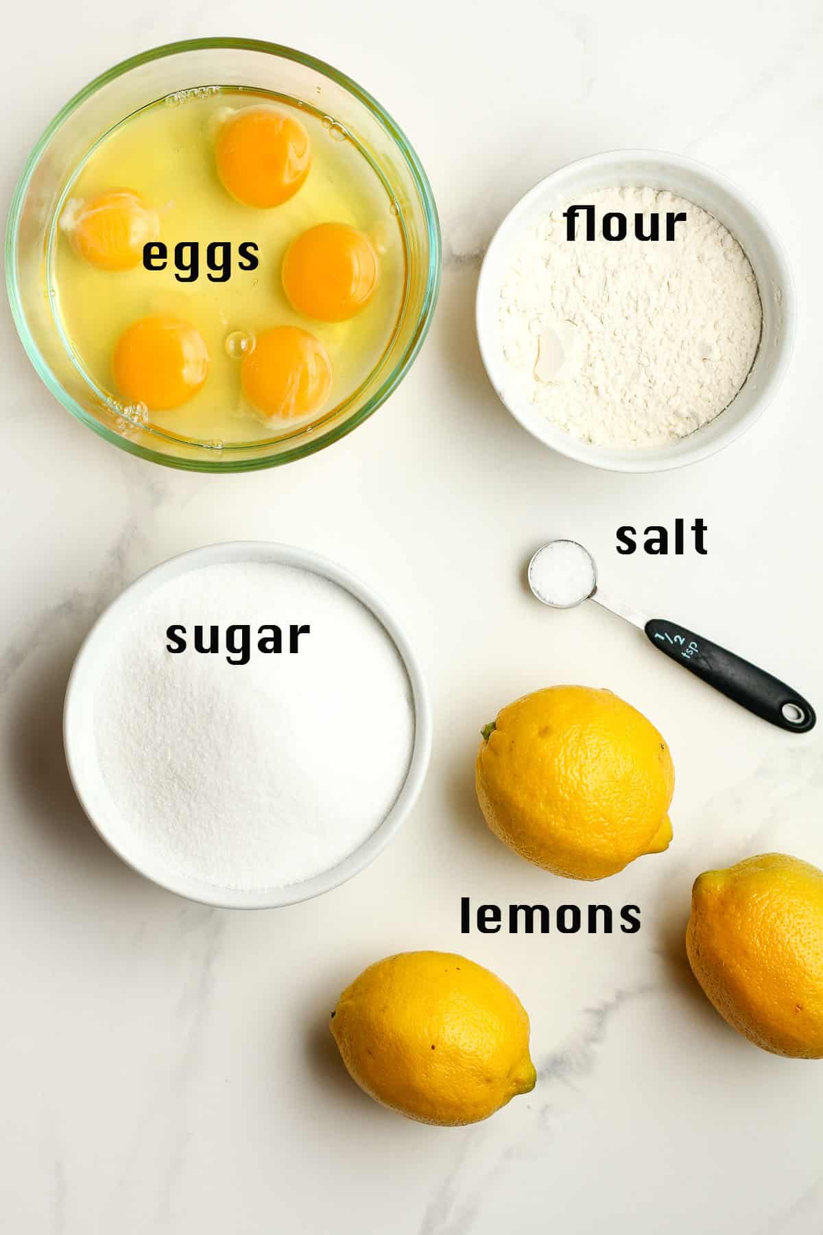 The lemon filling ingredients in bowls.