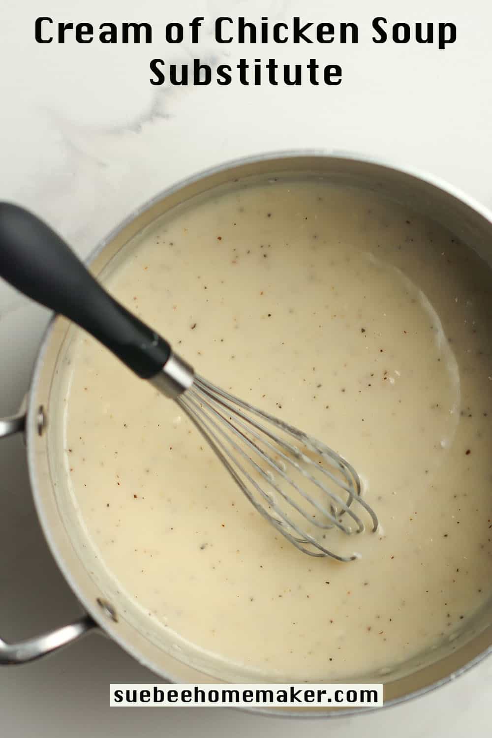 A pan of the cream of chicken soup substitute.