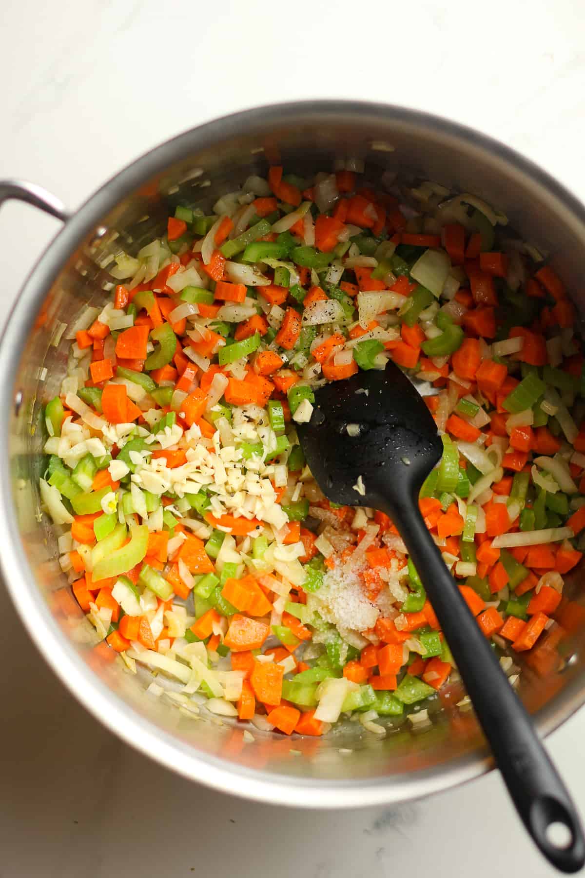 A pot of the sautéed veggies.
