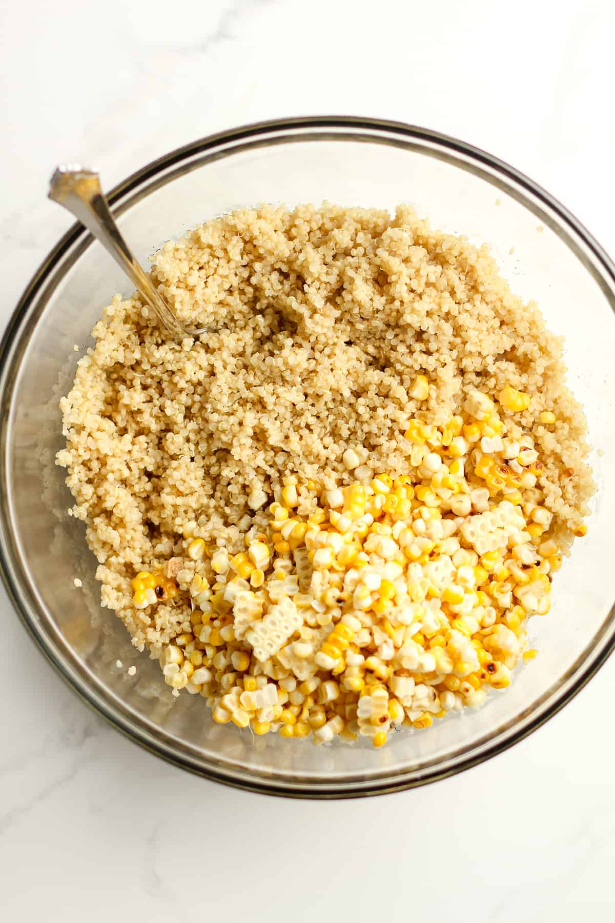 A bowl of the quinoa and corn.