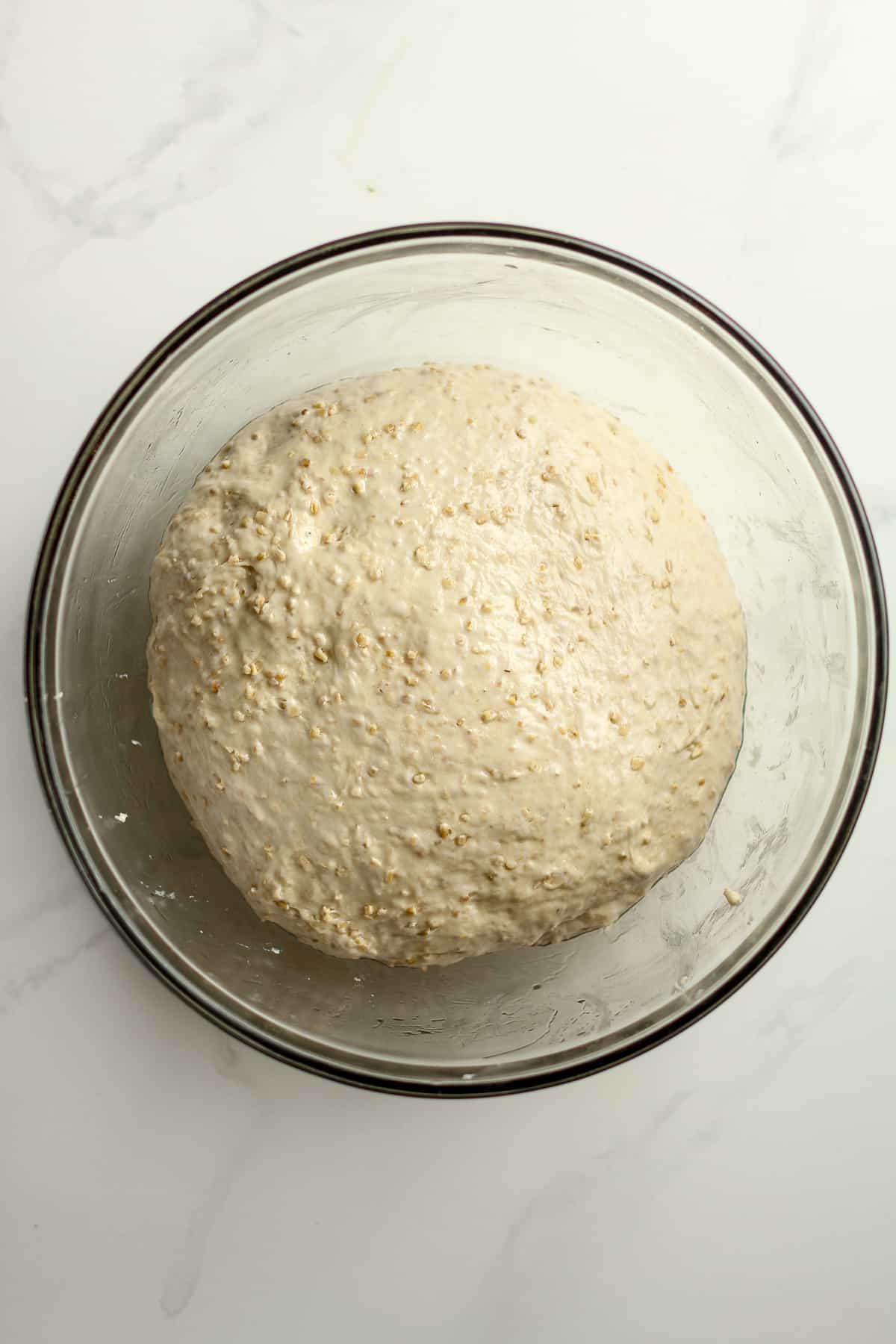 A bowl of the dough after mixing.