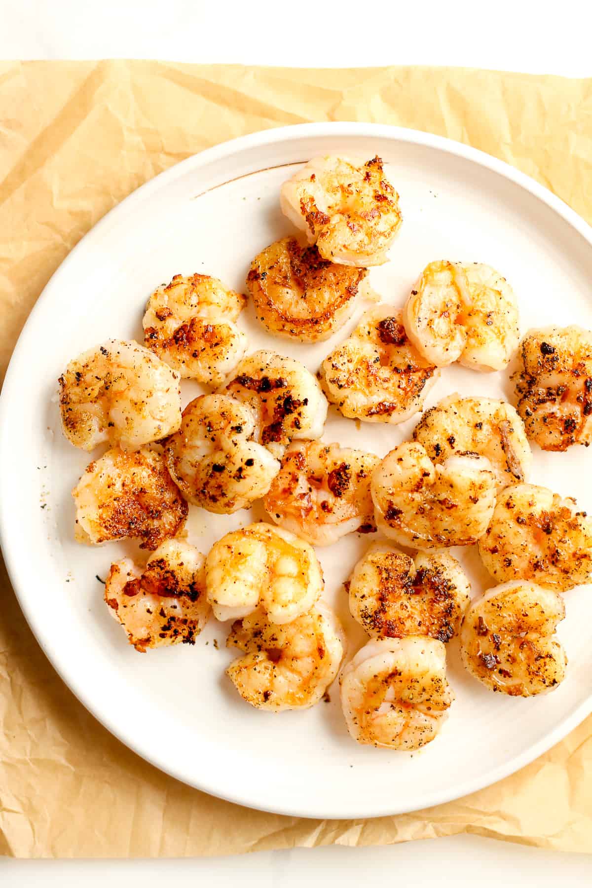 A plate of grilled shrimp.