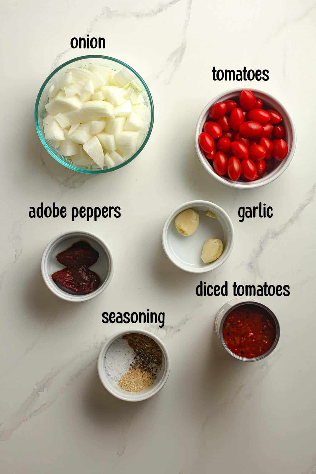 Ingredients for the Tinga sauce.