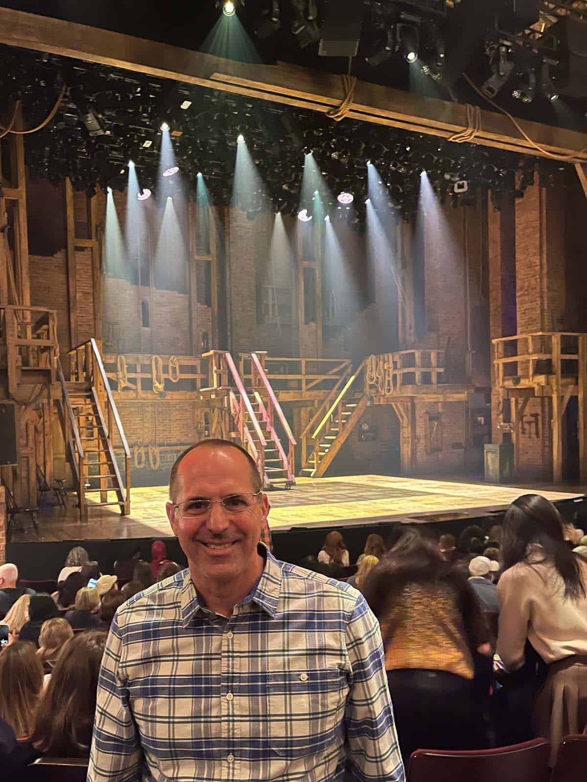 Mike in front of the Hamilton stage.