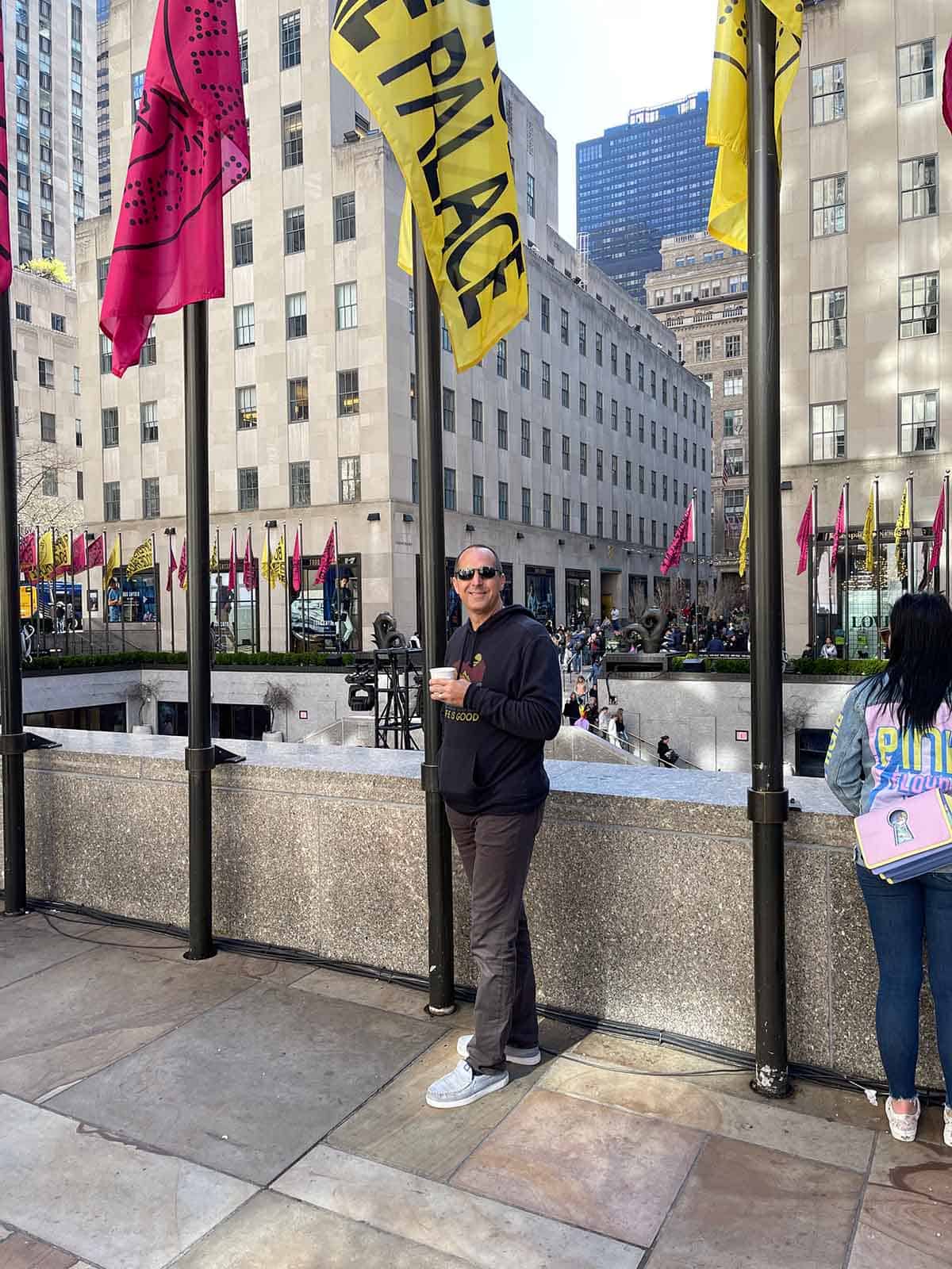 Mike in front of Rockefeller Place.