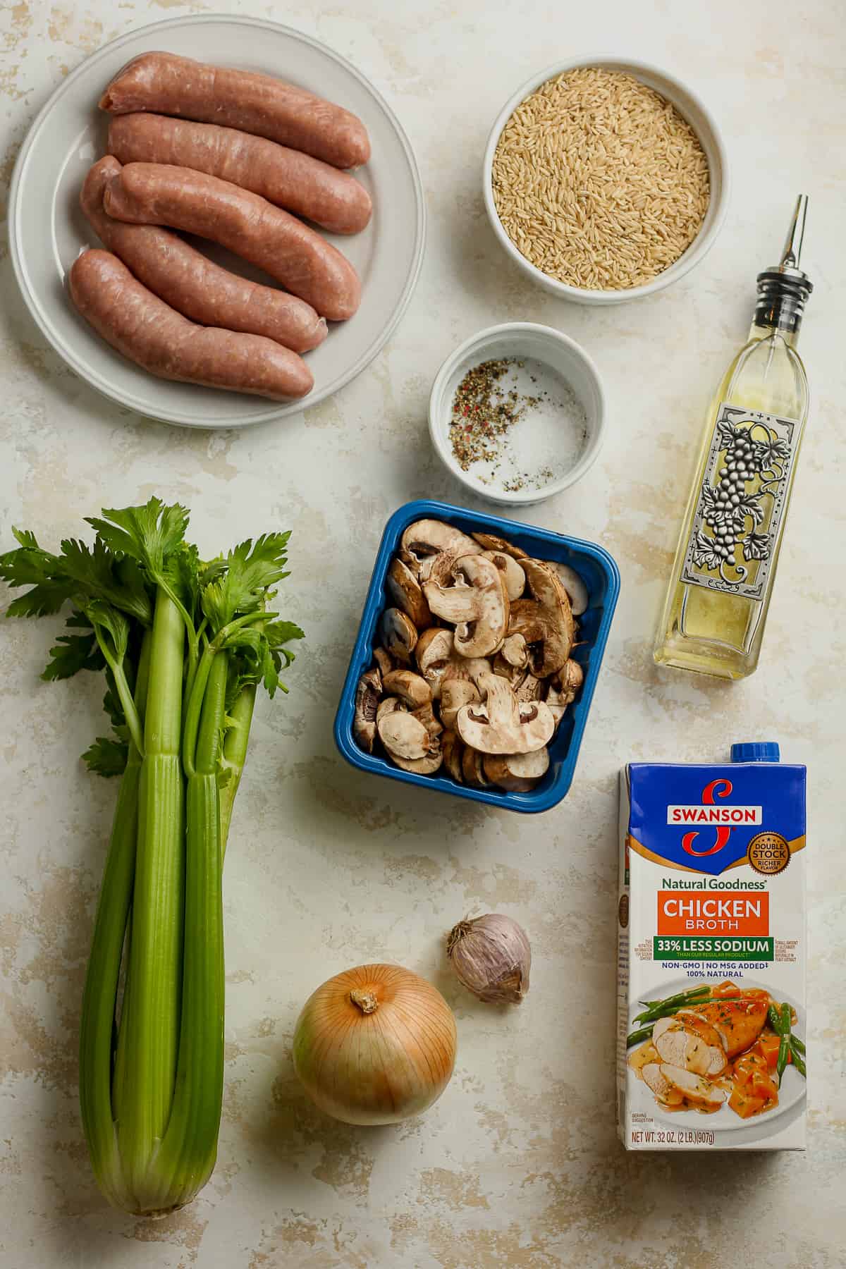 The ingredients for the rice dressing.