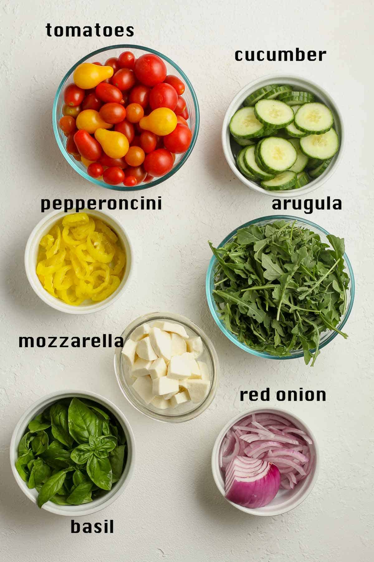 The ingredients in separate bowls.