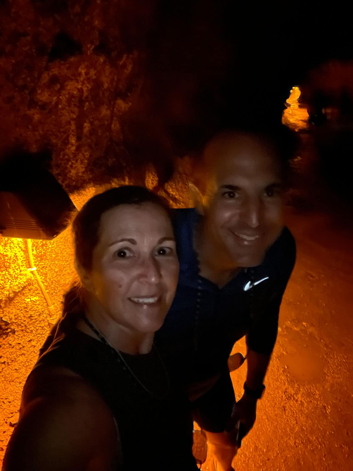Mike and Sue in the tunnels of volcano park.