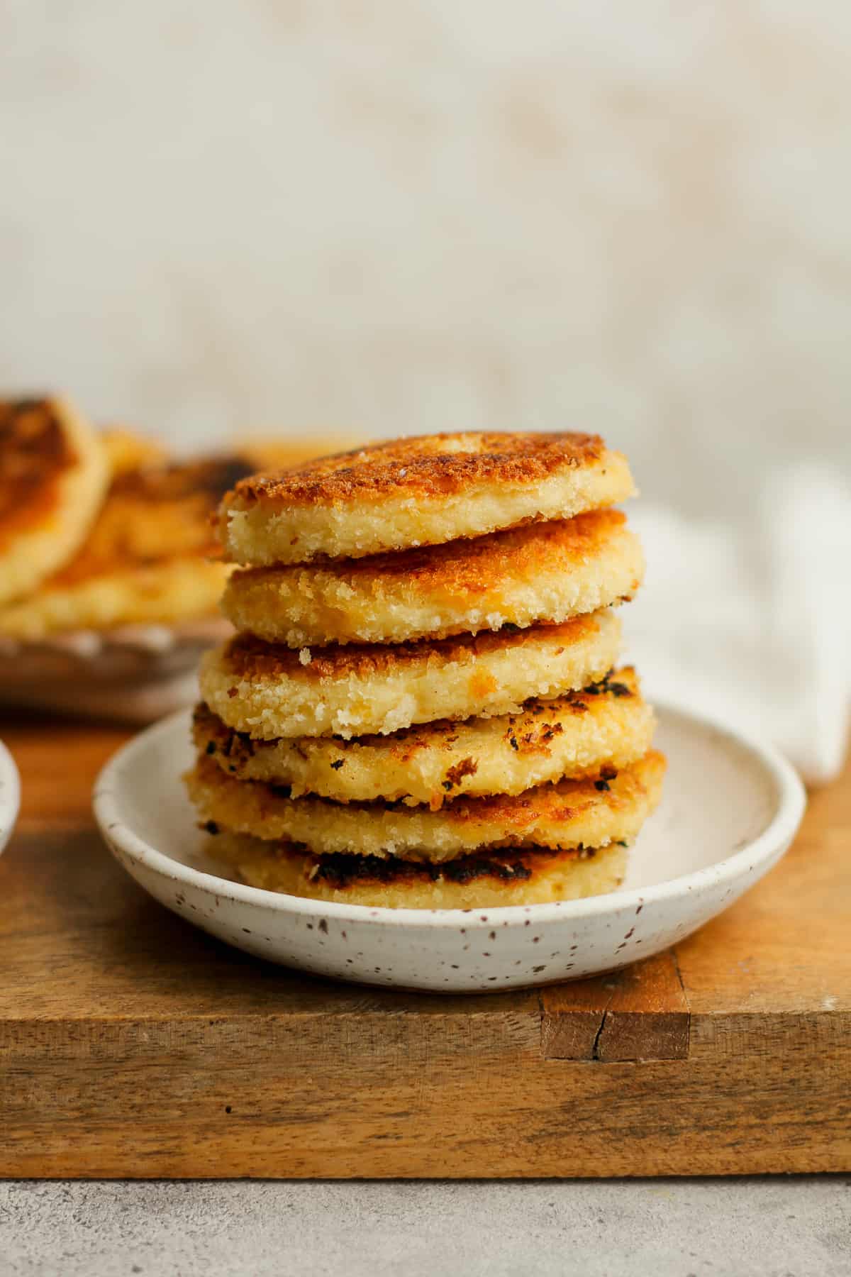 A small plate of cheesy potato pancakes.