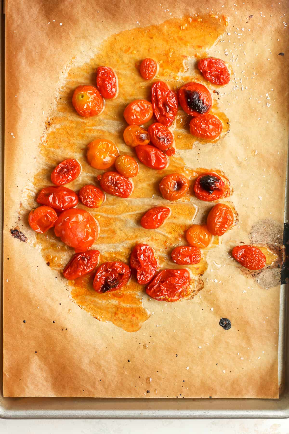 A pan of roasted tomatoes.