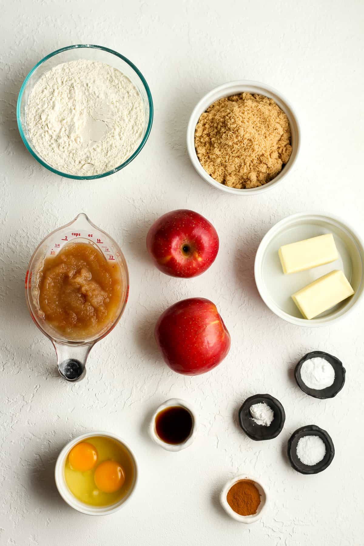 Ingredients for the applesauce cinnamon muffins.