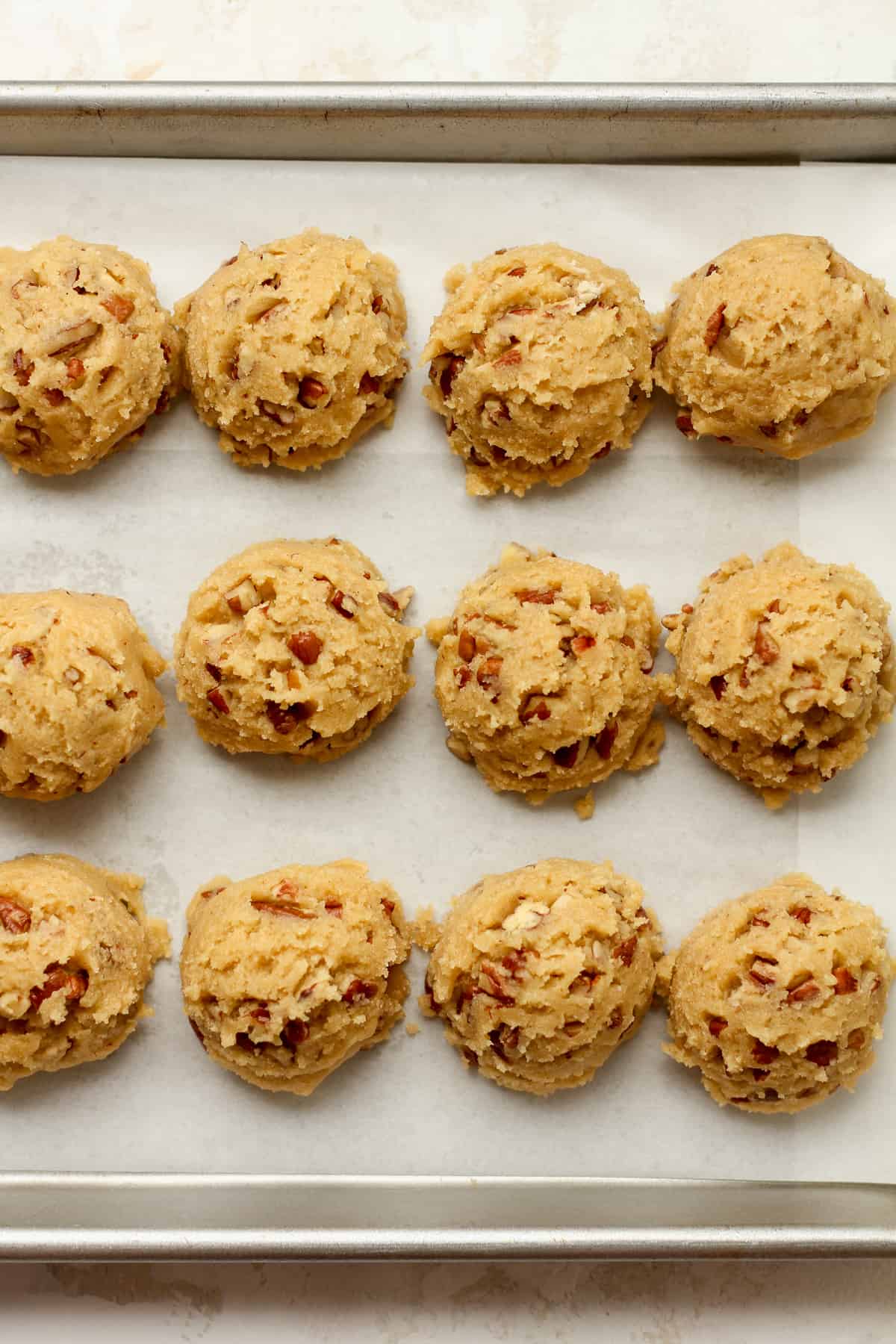 The brown butter pecan cookie dough balls.