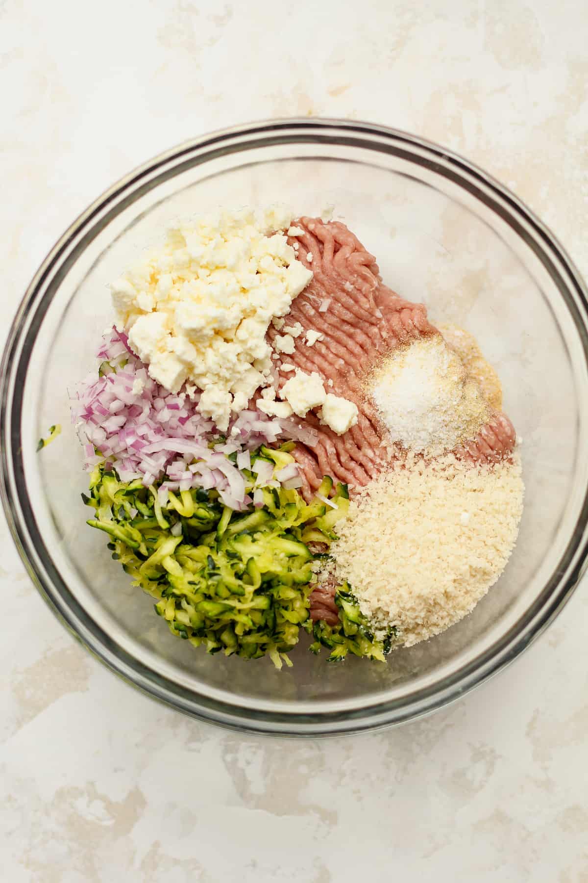A bowl of the turkey burger ingredients.