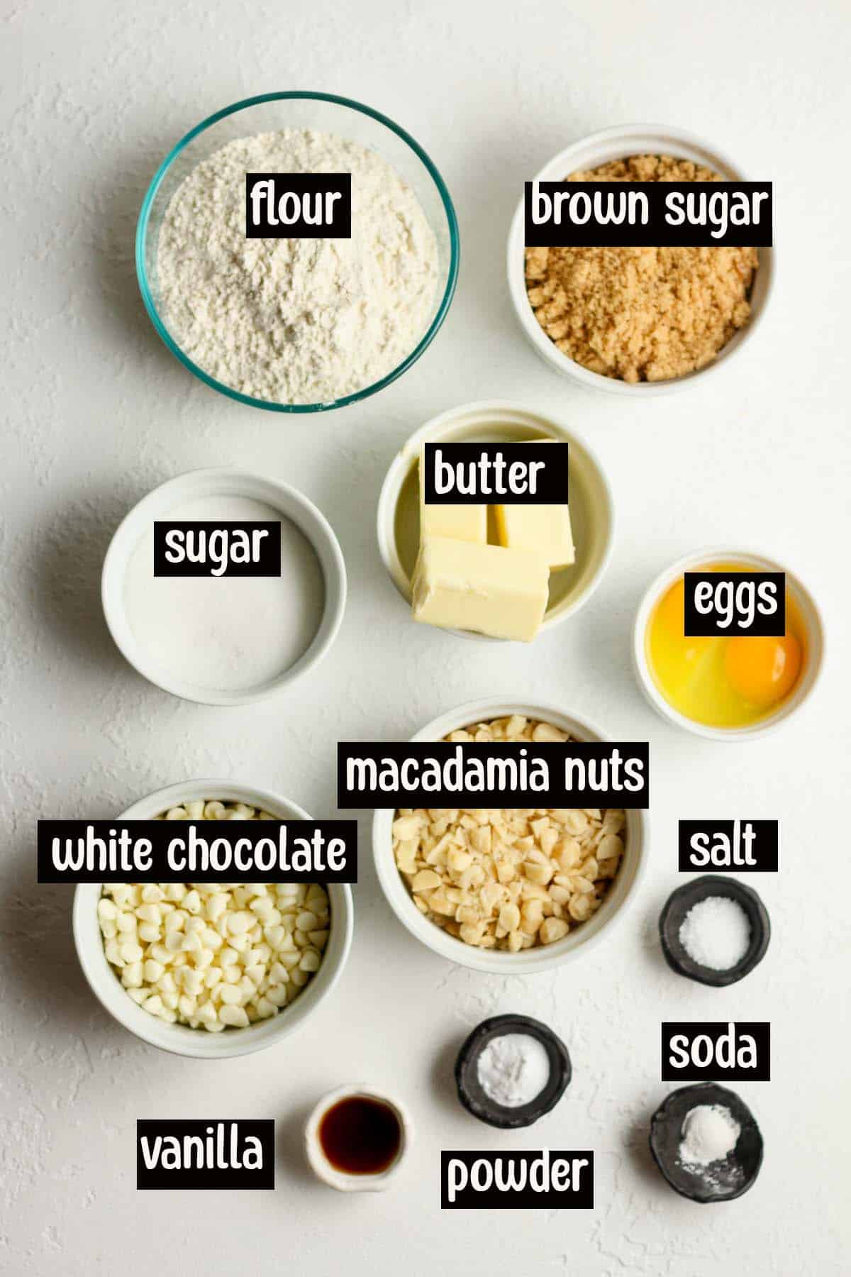 Labeled ingredients on a white background.