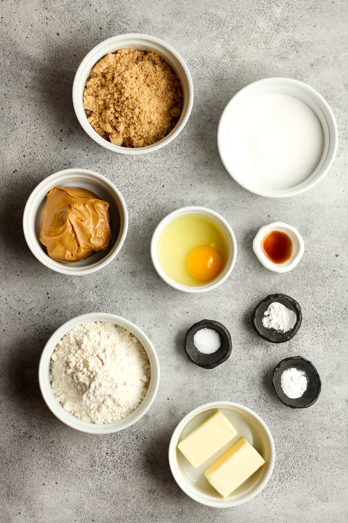Ingredients for the peanut butter cookies.