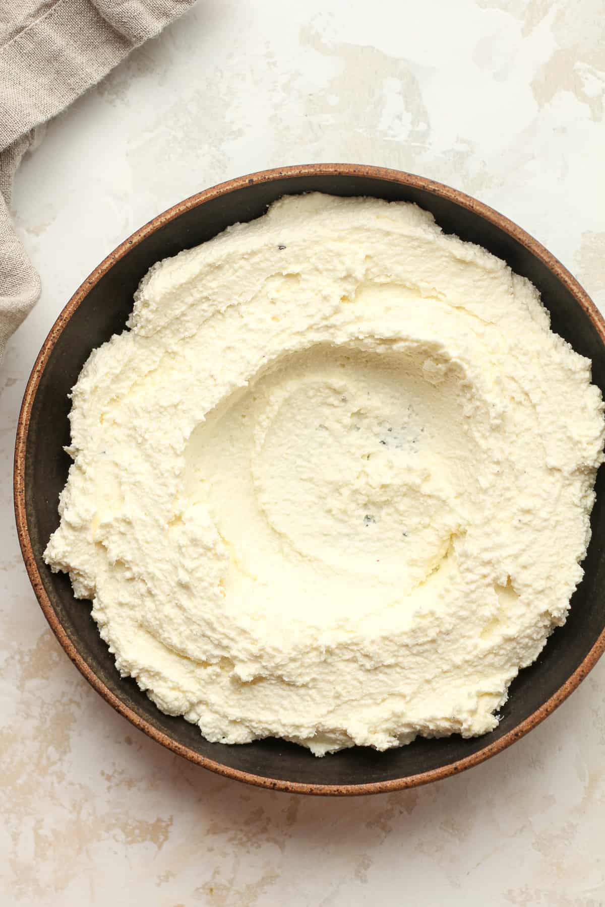 A bowl of the whipped feta.