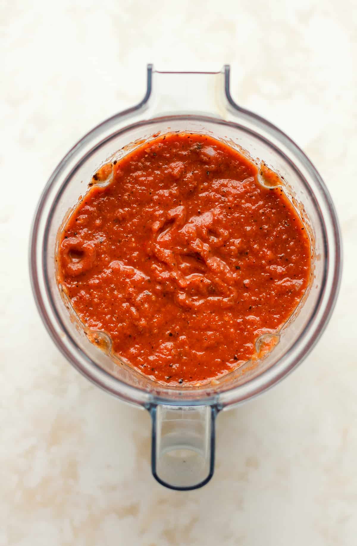 A blender of the sauce after pulsing.