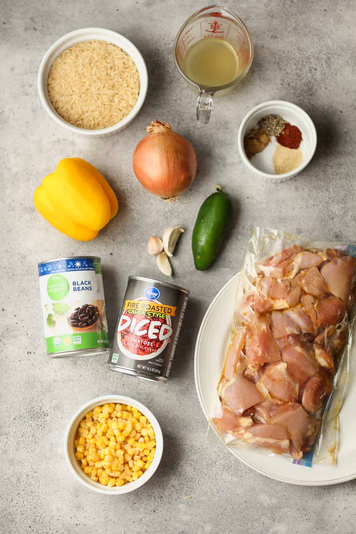 The ingredients for the Southern Chicken and Rice.