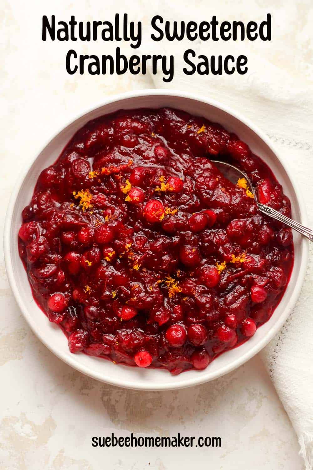 A bowl of naturally sweetened cranberry sauce.