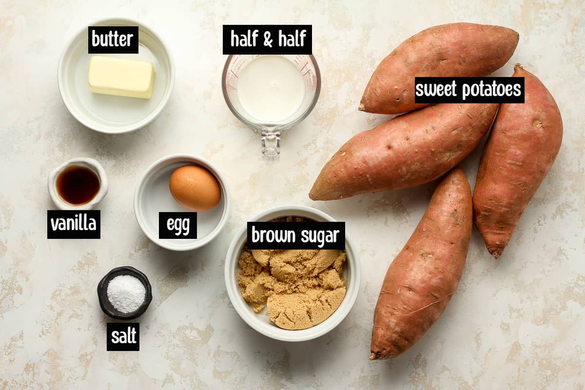 The ingredients for the sweet potato mash.