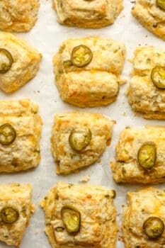 12 cheddar biscuits with jalapeños.