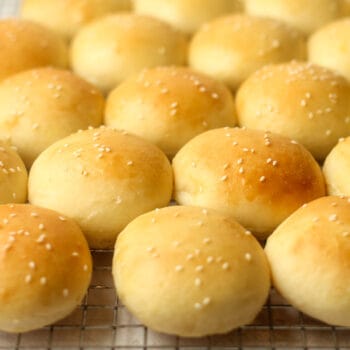 Side view of mini brioche buns.
