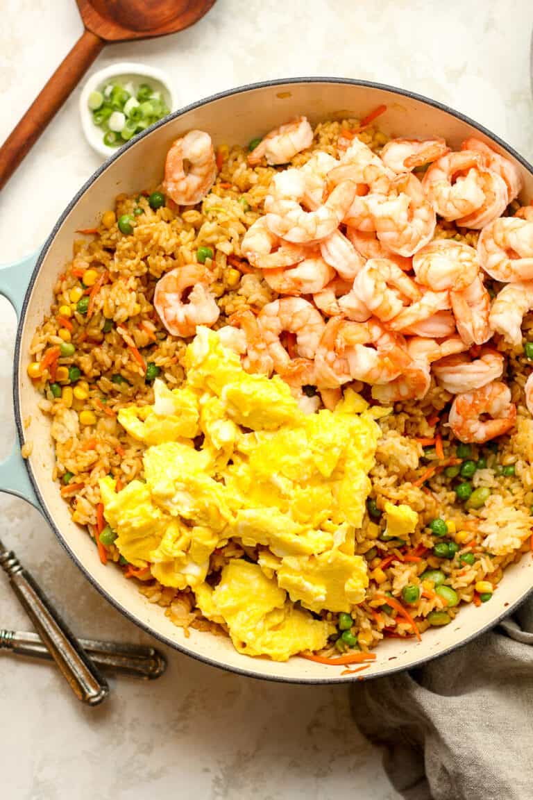 Healthier Spicy Shrimp Fried Rice - SueBee Homemaker