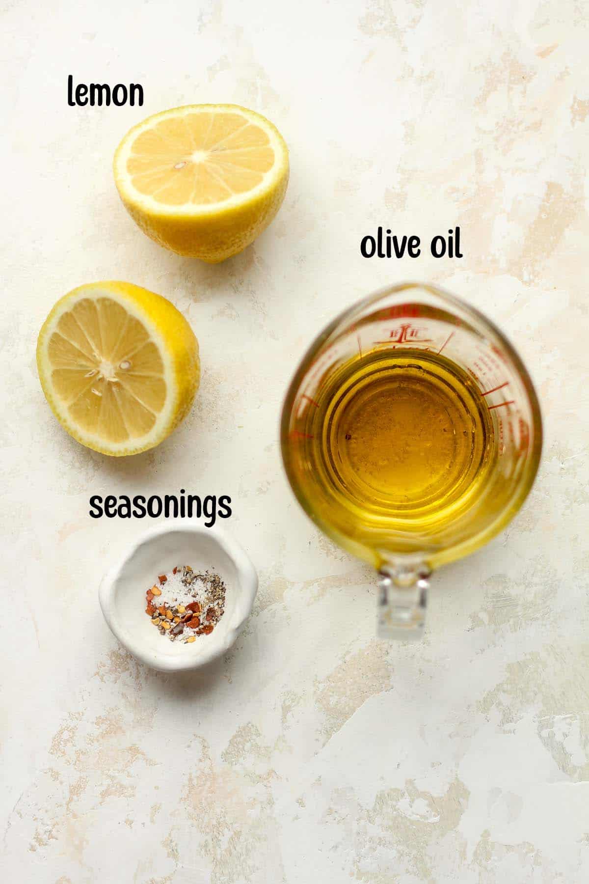 The lemon dressing ingredients.