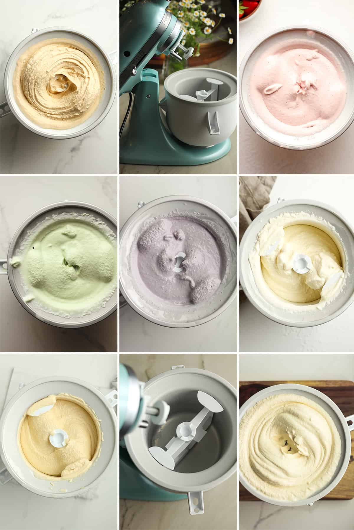 KitchenAid ice cream recipes in a collage.