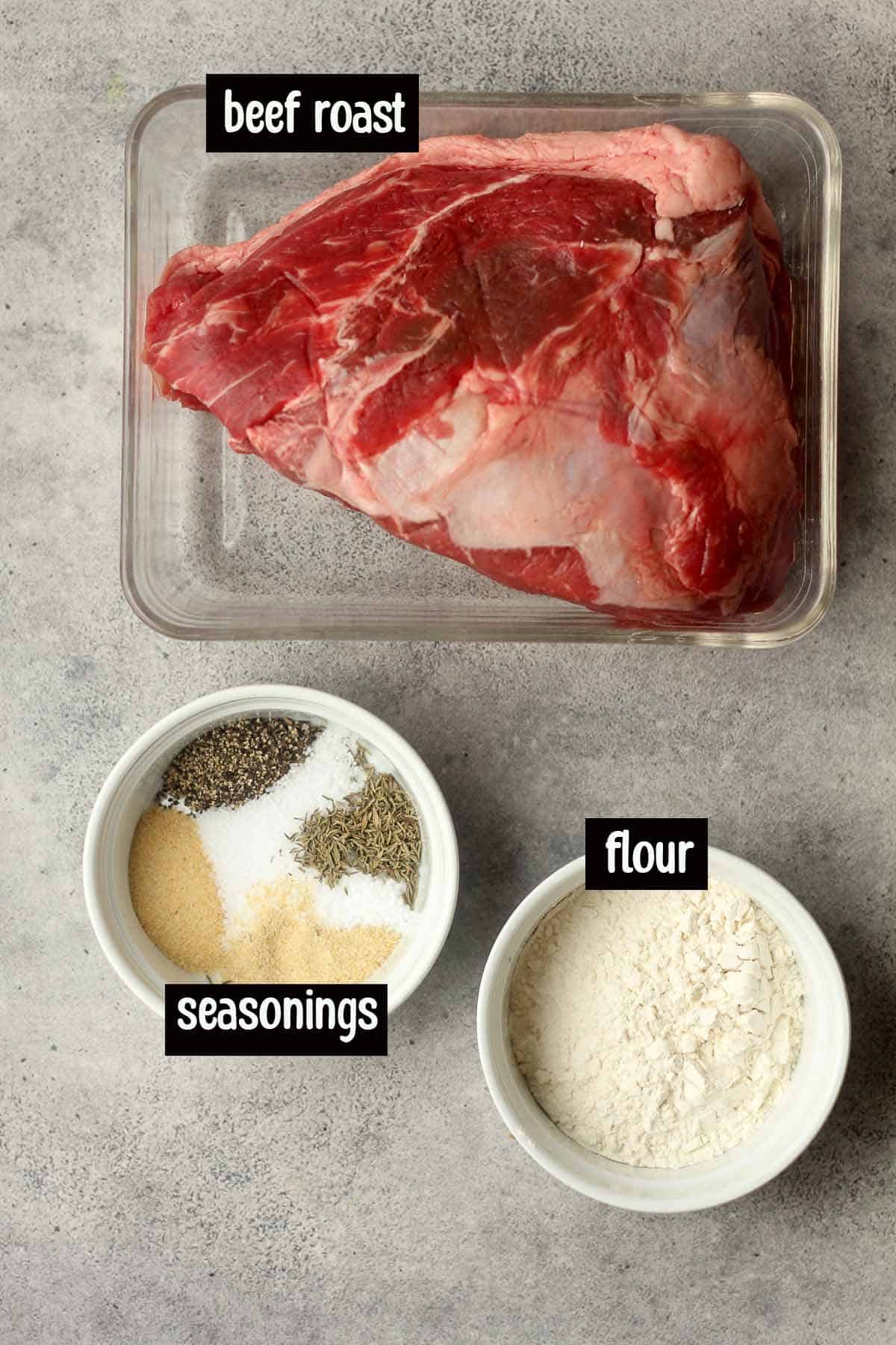 The beef ingredients for stew.