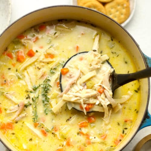 Creamy Chicken Noodle Soup with Egg Noodles - SueBee Homemaker