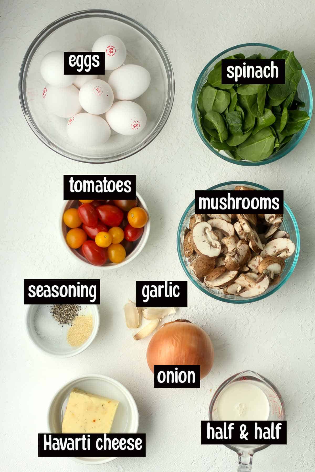 The ingredients for the veggie frittata.