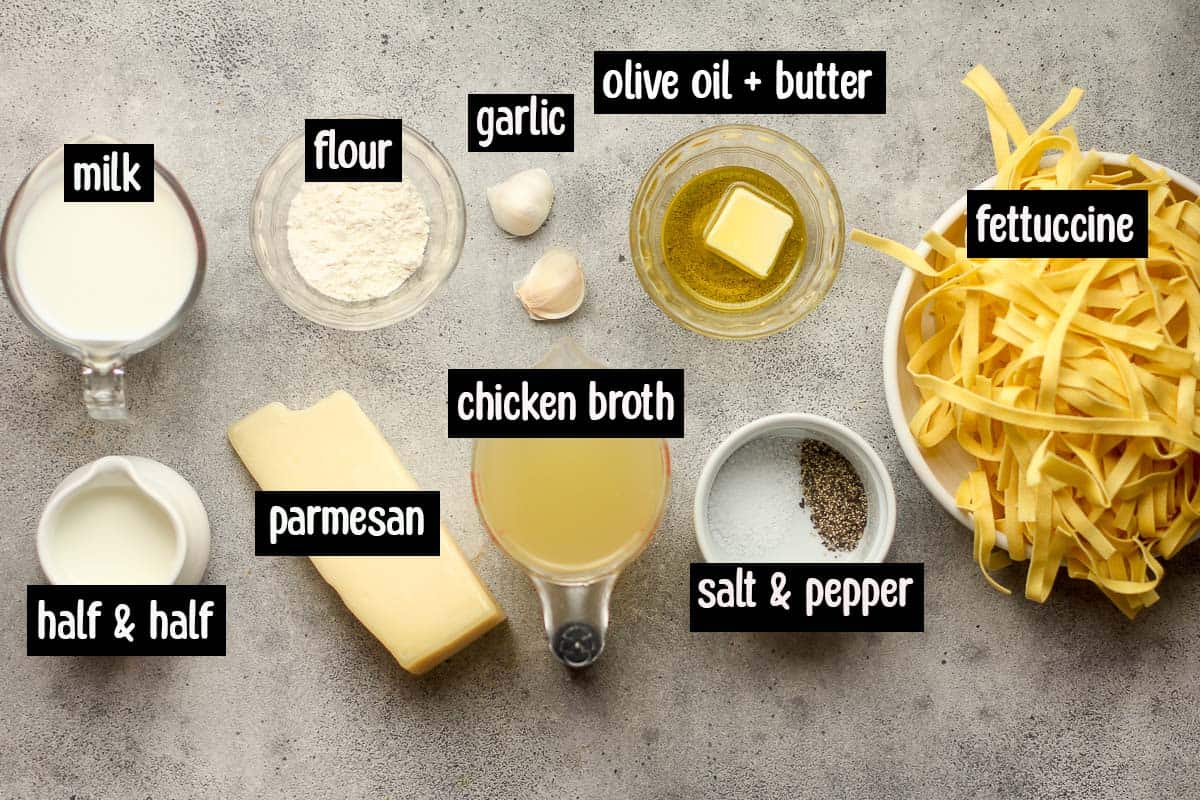 The recipe ingredients with labels.