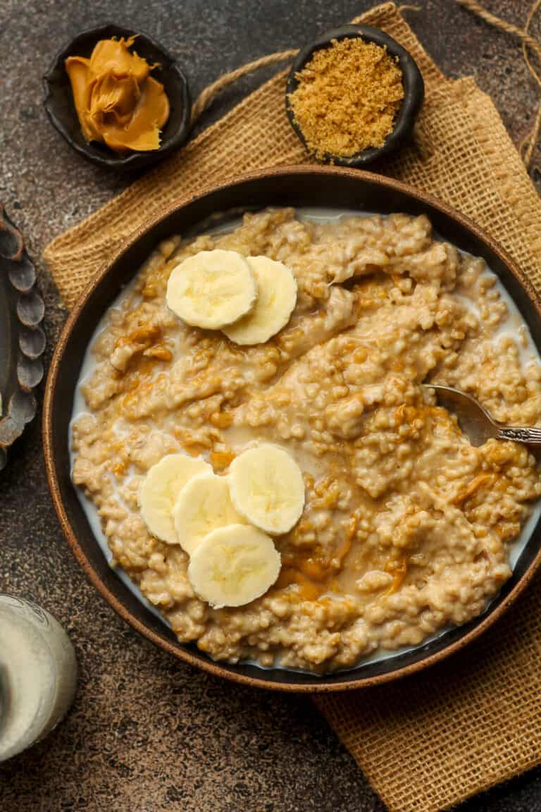 Curated visual reference: Banana Oats For Alopecia Reference: Peanut Butter Banana Steel Cut Oats